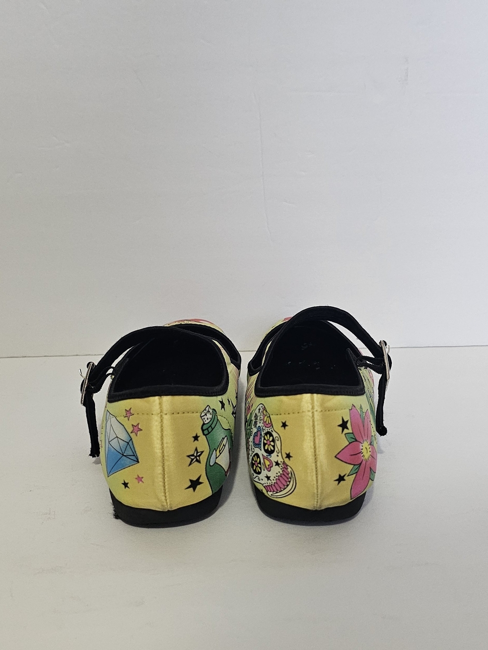 Risque Yellow Floral Tattoo-Print Mary Jane Shoes - Picture 5 of 10